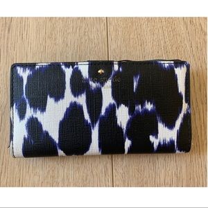Kate spade blue leopard print wallet